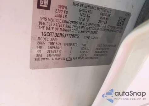 2018 Chevrolet Colorado Z71 из США, поврежденный, VIN 1GCGTDEN9J1170208